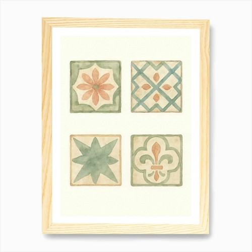 Set four tile coasters - of, art
